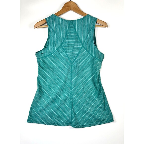Marmot Tank Top Medium Teal Green Heathered Stripe Activewear Hiking Workout - Picture 3 of 9